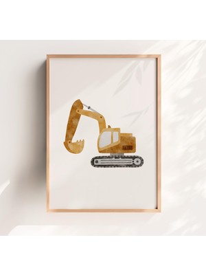 Ninastore Suluboya Ekskavatör Baskısı | Erkek Çocuk Odası Inşaat Sanatı (Dijital Indirme)