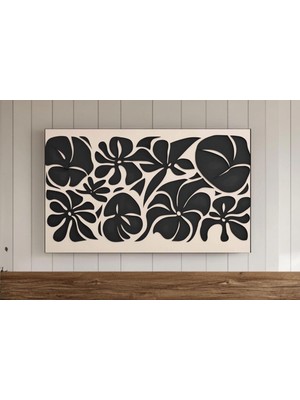 Ninastore Japandi Sanatı Siyah ve Bej Botanik Samsung Çerçeve Tv Duvar Sanatı Çiçek Dijital Modern Iskandinav