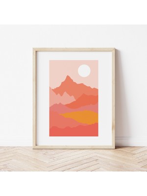 Ninastore Soyut Dağ Manzarası Baskısı | Dijital Sanat Indirme | Modern Boho Çöl Güneşi Baskılı Sanat Eseri