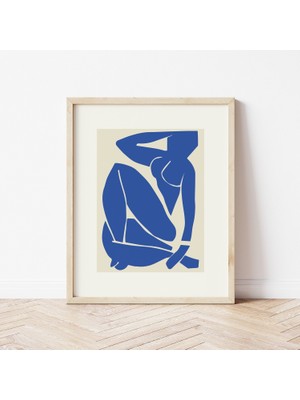 Ninastore Matisse Sergisi Mavi Çıplak Baskı | Dijital Sanat Indirme | Kağıt Kesim Fransız Soyut Baskı Sanatı |