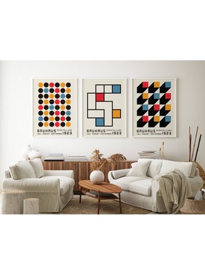Ninastore 3'lü Bauhaus Sergisi Baskı Seti | Dijital Sanat Indirme | Soyut Vintage Geometrik Yazdırılabilir San