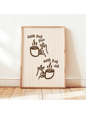 Ninastore "biri Senin Için, Biri Benim Için" Baskılı Retro Kahve Posteri, Y2K Mutfak Duvar Dekoru, Çerçevesiz