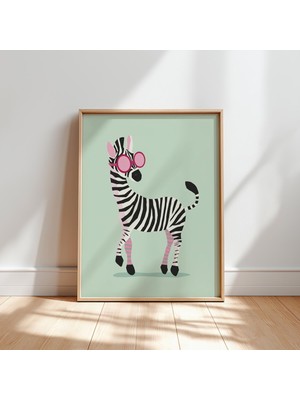 Ninastore Sevimli Zebra Duvar Sanatı Dijital Indirme | Çocuklar Için Safari Hayvan Baskısı | Çocuk Odası Dekor