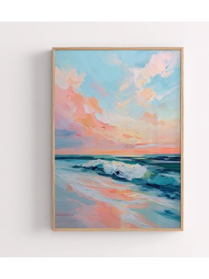 Ninastore Pastel Okyanus Gün Batımı Baskısı: Soyut Kıyı Manzarası (Dijital Indirme)