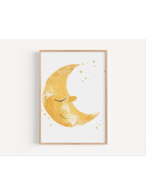Ninastore Gülümseyen Hilal Baskısı: Minimalist Çocuk Odası Duvar Sanatı (Dijital Indirme)
