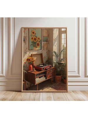 Ninastore Vintage Pikap Sanat Baskısı | Retro Ev Dekorasyon Posteri | Ayçiçeği Duvar Sanatı | Orta Çağ Modern