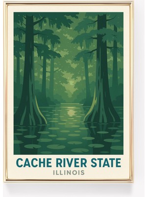 Ninastore Cache River Eyaleti Illinois Seyahat Posteri Vintage Duvar Sanatı Baskısı Illinois Duvar Dekoru Rust