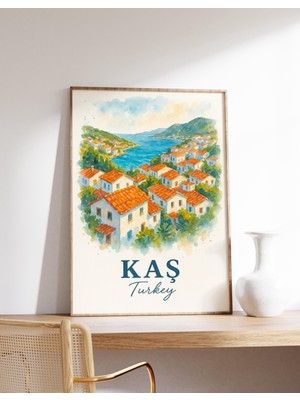 Ninastore Kaş Türkiye Posteri Kaş Duvar Sanatı Akdeniz Kıyısı Baskısı Kaş Köyü Dekorasyonu Türkiye Seyahat Hed