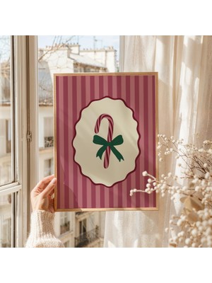 Ninastore Şeker Kamışı Noel Duvar Sanatı Dijital Indirme Retro Tatil Baskısı Klasik Noel Dekorasyonu Çizgili N