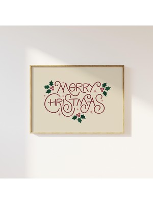 Ninastore Mutlu Noel Duvar Sanatı Dijital Indirme Vintage Tatil Baskısı Rahat El Yazısı Noel Sözü Sanatı Şenli