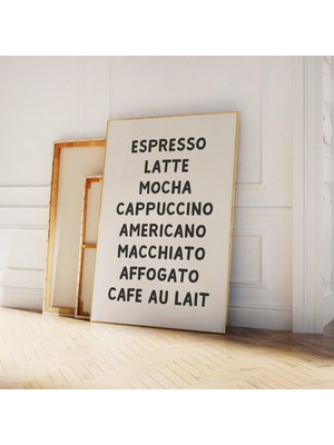 Ninastore Kahve Çeşitleri Sanat Baskısı Sevimli Kahve Barı Dekoru Dijital Indirme Trend Mutfak Duvar Sanatı Es