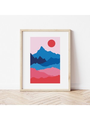 Ninastore Soyut Dağ Manzarası Baskısı | Dijital Sanat Indirme | Modern Boho Çöl Güneşi Baskılı Sanat Eseri