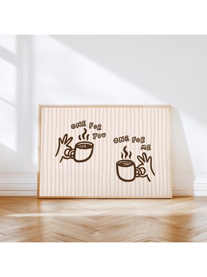 Ninastore "biri Senin Için, Biri Benim Için" Baskılı Yatay Retro Kahve Posteri, Çerçevesiz Mutfak Duvar Dekoru