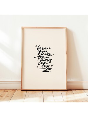 Ninastore Seni Daha Çok Seviyorum Baskılı Retro Çift Posteri Minimalist Tipografi Duvar Dekoru