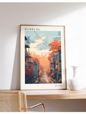 Ninastore Almanya Seyahat Posteri | Almanya Seyahat Baskısı | Almanya Duvar Dekoru | Hamburg Posteri | Seyahat