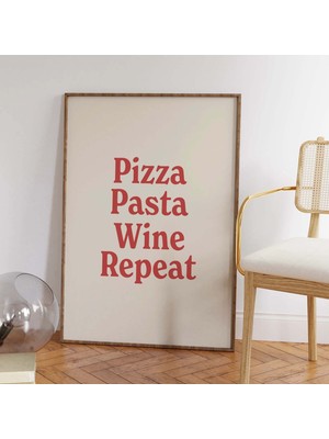 Ninastore Pizza Makarna Şarap Tekrarlı Baskı Dijital Sanat Indir Estetik Mutfak Dekorasyonu Sevimli Yemek Pişi