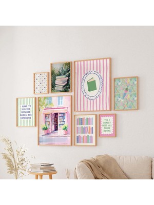 Ninastore Kitap Severler Için Dijital Duvar Sanatı Galerisi, Kitap Kulübü Dekorasyonu, Trend Okuma Posterleri,