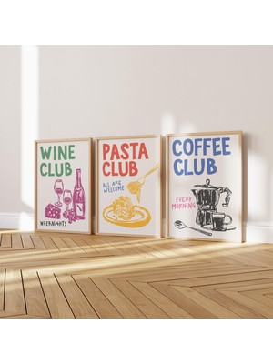 Ninastore Mutfak Baskı Seti Dijital Indirme 3 Baskı Sevimli Makarna Sanatı Baskısı Şarap Duvar Sanatı Retro Ka