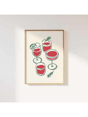 Ninastore Noel Kokteylleri Duvar Sanatı Dijital Sanat Indirme Eğlenceli Noel Baskısı Trend Tatil Duvar Sanatı