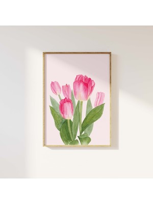 Ninastore Lale Baskısı | Dijital Sanat Indirme | Sevimli Çiçek Sanatı Baskısı | Renkli Çiçekler Duvar Sanatı |