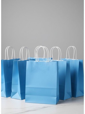 e ERTA Mavi Renkli Kraft Çanta 25X31 cm 25 Adet Hediye Poşeti , Hediye Paketi , Kraft Kağıt Çanta