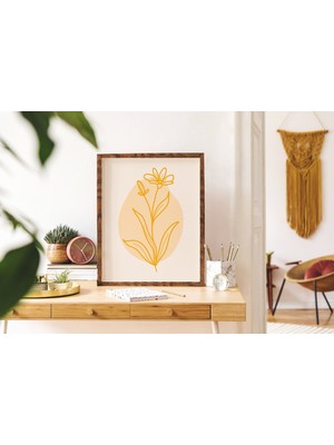 Ninastore Turuncu Minimalist Çizgili Botanik Baskı | Dijital Sanat Indirme | Renkli Çiçekli Baskı Sanatı | Sev