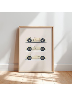 Ninastore Retro Yarış Arabası Temalı Çocuk Odası Baskısı: Klasik Spor Arabalar (Dijital Indirme)