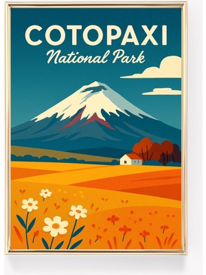 Ninastore Cotopaxi Seyahat Posteri Ekvador Duvar Sanatı Cotopaxi Baskı Vintage Kanvas Dekor Ekvador Hediyesi