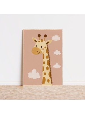 Ninastore Zürafa Temalı Çocuk Odası Baskısı Safari Hayvan Sanatı Pastel Dekor (Dijital Indirme)