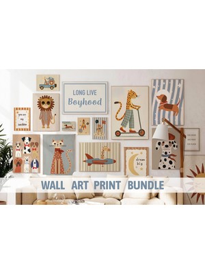 Ninastore Neşeli Çocuk Odası Duvar Sanatı Paketi - Yazdırılabilir Çocuk Baskıları (Dijital Indirme)