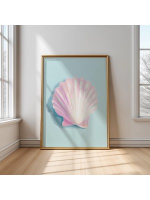 Ninastore Pastel Deniz Kabuğu Tablosu: Minimalist Kıyı Sanatı Baskısı (Dijital Indirme)