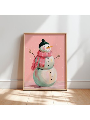 Ninastore Pastel Karlı Adam Noel Baskısı, Neşeli Kış Sanatı (Dijital Indirme)