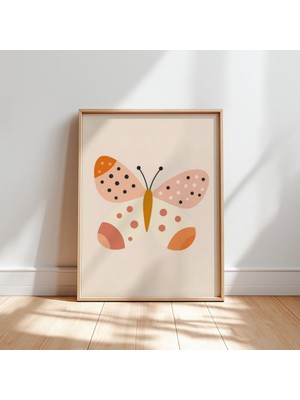 Ninastore Renkli Kelebek Çocuk Posteri - Çocuk Odası ve Bebek Odası Için Yumuşak Pastel Tonlarda Dijital Baskı