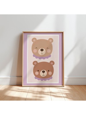 Ninastore Pastel Ayı Posteri: Çocuk Odası Duvar Sanatı - Bebek Odası Dekorasyonu Için Dijital Hayvan Baskısı