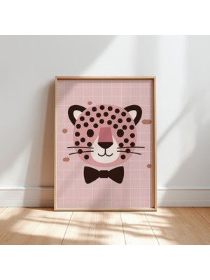Ninastore Leopar Desenli Papyonlu Çocuk Odası Baskısı: Modern Çocuk Odası Dekorasyonu (Dijital Indirme)
