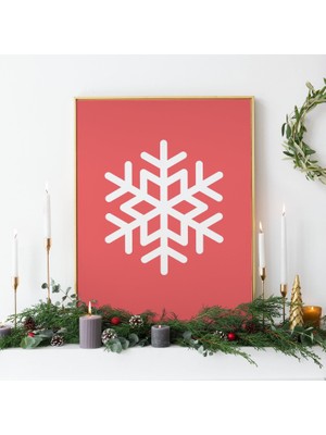 Ninastore Kırmızı Kar Tanesi Baskılı Dijital Sanat Eseri Indirilebilir Sevimli Noel Dekorasyonu Kırmızı Kış Ta