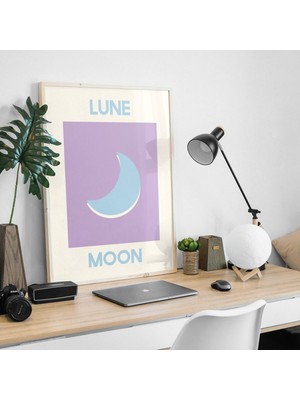 Ninastore Ay Baskısı | Dijital Sanat Indirme | Mavi Ay Baskılı Duvar Sanatı | Şirin ve Trend Duvar Sanatı