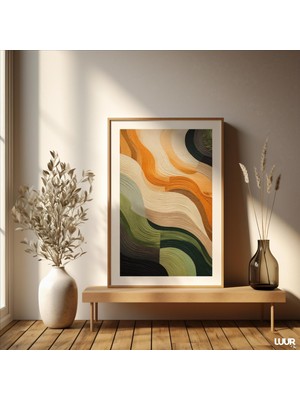 Ninastore Soyut Duvar Sanatı Baskısı, Renkli Orman Temalı Kumaş Dokusu Baskısı, Modern Galeri Sanatı, Oturma O