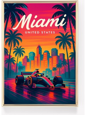 Ninastore Miami Vintage Seyahat Posteri Amerika Birleşik Devletleri Duvar Sanatı Miami Baskısı Retro Duvar Dek