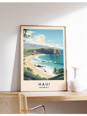Ninastore Maui Seyahat Posteri | Hawaii Seyahat Dekorasyonu | Hawaii Sanat Eseri | Hawaii Posteri | Maui Baskı