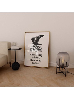 Ninastore Kafatası ve Kuzgun Baskısı | Dijital Sanat Indirme | Minimalist Siyah Beyaz Cadılar Bayramı Duvar Sa