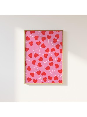 Ninastore Kalp Şeklinde Lolipop Baskılı Dijital Sanat Eseri Indirme Sevimli Sevgililer Günü Dekorasyonu Kalp Ş