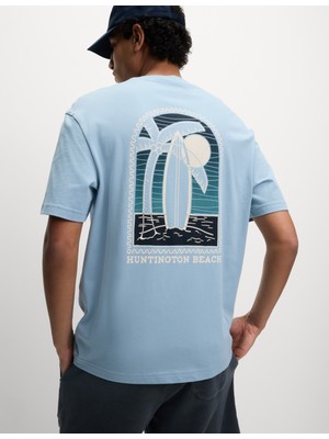 Marks & Spencer Saf Pamuklu Surfboard Grafik T‑shirt