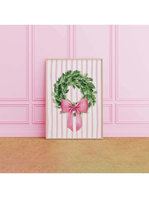 Ninastore Coquette Noel Çelenk Duvar Sanatı Dijital Sanat Indirme Şık Pembe Noel Baskıları Kız Çocuklarına Öze