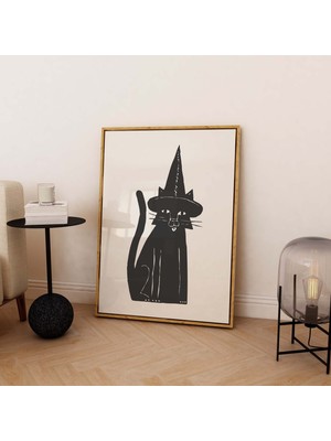 Ninastore Kara Kedi Baskısı | Dijital Sanat Indirme | Ürkütücü Cadılar Bayramı Duvar Dekoru | Trend Cadılar Ba
