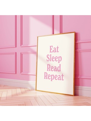 Ninastore Ye Uyu Oku Tekrarla Yazdır | Dijital Sanat Indir | Sevimli Kütüphane Dekorasyonu | Trend Okuma Poste