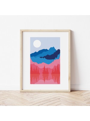 Ninastore Soyut Dağ Manzarası Baskısı | Dijital Sanat Indirme | Modern Boho Çöl Güneşi Baskılı Sanat Eseri