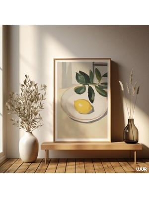 Ninastore Limon Temalı Mutfak Duvar Sanatı: Art Deco Botanik Baskı (Dijital Indirme)