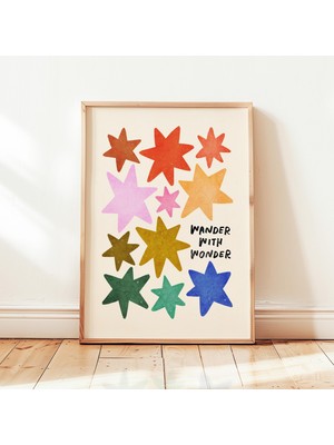 Ninastore Hayretle Dolaşın Yazdırılabilir Renkli Yıldızlar Çocuk Oyun Odası Posteri Minimalist Çocuk Odası Duv