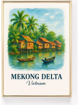 Ninastore Mekong Deltası Seyahat Posteri Vietnam Duvar Sanatı Vintage Baskı Seyahat Dekorasyonu Hediye